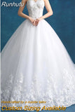 Runhufu High Quality See Through Wedding Dresses Ball Gowns Lace Up Bride Dres Vestidos De Novia Plus Size Customized Dress