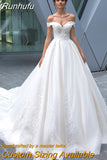 Runhufu Dress With Crystal Off The Shoulder Tulle With Embroidery Robe Mariée Satin Sweetheart Sleeveless Bride Back Zipper