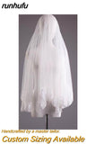 runhufu Veil Special For Wedding Photography Cos Soft Tulle Lace Applique Edge 3meter Long Tailed Chapel Bride Veils Accesorries