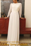 Runhufu Elegant Muslim Boho Wedding Dress 2023 Long Sleeves High Neck Vintage Bridal Dress Lace Appliques Vestido De Noiva