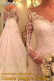 Runhufu NICEB Long Sleeve Applique Mermaid Wedding Dresses Vintage Romantic Vestidos De Noiva Mariage Elegant Lace Robe De Mariée