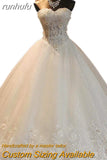 runhufu High Quality See Through Wedding Dresses Ball Gowns Lace Up Bride Dres Vestidos De Novia Plus Size Customized Dress