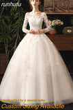 runhufu Lace Full Sleeve Wedding Dresses Luxury Muslim Ball Gown Wedding Gowns Custom Made Vestido De Noiva