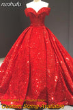 runhufu New Performance Quinceanera Dresses Off The Shoulder Green Dream Dress Prom Dress Big Train Bling Ball Gown Dresses