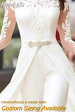 Runhufu Wedding Jumpsuit Bride Wedding Dresses 2023 Vestidos Para Mujer Shealth Long Sleeves Tulle Appliqued Bridal Gown Scoop