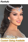 Runhufu Bridal Tiara Woman Forehead Headband with Comb Wedding Hair Accessories Shiny Rhinestone Diadema Bride Headwear HP524