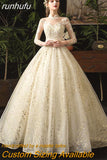 runhufu Lace Muslim Wedding Dress 2023 New High Neck Full Sleeve Wedding Gown Vintage Bridal Gown Vestido De Noiva