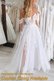 Runhufu A-Line Wedding Dresses 2024 Lace Sweetherat Off The Shoulder Open Back Buttons Bridal Gown Sweep Train Vestidos De Noiva