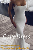 Runhufu Elegant Spaghetti Straps Mermaid Wedding Dresses For Brides 2023 Simple Open Back Sexy Bridal Gowns Robe De Mariee