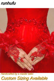 runhufu New Lace Bride Wedding Gloves High-end Hand Sewn Diamond Finger Wedding Gloves Wedding Accessories Mariage