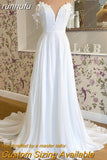 runhufu A Line Boho Wedding Dress without Veil Off the Shoulder Chiffon Sweetheart 3D Flowers Appliques Beach robe de mariée
