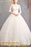 Runhufu Sleeve Wedding Dresses 2023 New Luxury Lace Embroidery Ball Gown Wedding Dress Can Custom Made Vestido De Noiva