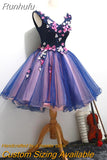 Runhufu Dress 2023 V-neck Classic Flower Appliques Noble Mini Ball Gown Sweet Quinceanera Dresses Party Prom Formal Dress