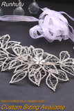 Runhufu SH256-S Bridal Belt Rhinestone Wedding Dress Belt Crystal Bridal Waistband Handmade Woman Party Sash with Ribbon