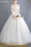 runhufu Wedding Dress 2023 New Full Sleeve Classic Embroidery Lace Up Ball Gown Princess Wedding Dresses Robe De Mariee