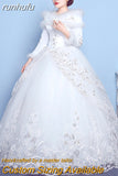 runhufu Muslim Wedding Dresses 2023 New Long Sleeves White Organza Cheap Wedding Gowns vestido noiva