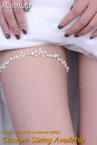 Runhufu HT03-S Silver Pearl Bridal Leg Garter Bridal Thigh Leg Garter Ring Wedding Garter Belt Wedding Party Bridal Leg Garter