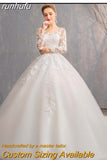 runhufu Wedding Dress 2023 New Full Sleeve Classic Embroidery Lace Up Ball Gown Princess Wedding Dresses Robe De Mariee