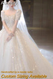 Runhufu Sleeve Beading Wedding Dress 2023 New Luxury Big Train Bride Dresses Tuller Ball Gown Wedding Dresses Vestido De Noiva