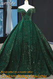 runhufu New Performance Quinceanera Dresses Off The Shoulder Green Dream Dress Prom Dress Big Train Bling Ball Gown Dresses