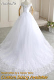 runhufu New Arrival Wedding Dress Sleeveless Organza Court Train Lace Up Ball Gown Off The Shoulder Princess Wedding Gown