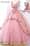 Runhufu Maria Novia Primrose Grass Dark Pink Quinceanera Dresses Flower Plus Size Ball Gown Prom Dress Vestidos Princesa 15 Anos