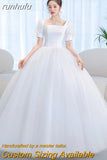 runhufu New Satin Wedding Dress Vintage Court Style Princess Bridal Dress Simple Beading Wedding Gown Vestidos De Novia Custom Made