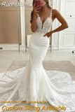 Runhufu Sweetheart Mermaid Wedding Dresses Morden Lace Appliques Plus Size White Women African Sexy Bridal Wedding Gowns vestidos