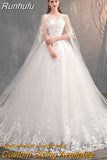 Runhufu Chinese Wedding Dress With Long Cap Lace Wedding Gown With Long Train Embroidery Princess Plus Szie Bridal Dress