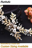 Runhufu Alloy Rhinestone Headband Wedding Head Piece Flower Bridal Hair Accessories Hair Comb Silver Hair Clips Headwear HP301