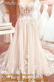 runhufu Lace Appliques Sweetheart Glitter A Line Boho Wedding Dress 2023 Robe Femm Civil Beach Wedding Bridal Gowns Elegant