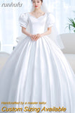 runhufu Princess Wedding Dress 2023 New Satin Simple Wedding Gown Shining Beading Slim Bridal Dress Plus Size Robe De Mariee