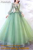 Runhufu Quinceanera Dress Party Prom Formal Dress Full Sleeve Ball Gown Sweet Floral Print Quinceanera Dresses Vestido 15 Anos