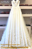 runhufu Sweetheart Spaghetti Straps Lace Wedding Dresses with Appliuqes Women Plus Size Bridal Gowns vestidos de novia