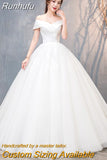 Runhufu Dress 2023 New Sexy V-neck Lace Up Ball Gown Off The Shoulder Simple Wedding Dresses Vestido De Noiva