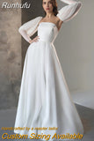 Runhufu Strapless A-Line Wedding Dresses Detachable Long Sleeves Bridal Gowns Robe De Mariée