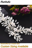 Runhufu Alloy Rhinestone Headband Wedding Head Piece Flower Bridal Hair Accessories Hair Comb Silver Hair Clips Headwear HP301