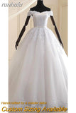 runhufu Dress 2023 The Elegant Boat Neck Ball Gown Off The Shoulder Princess Luxury Lace Embroidery Wedding Dresses