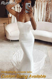 Runhufu Mermaid Spaghetti Straps Sequins Wedding Dresses Open Back Beading Sweetheart Bride Gown Shiny Court Train Open Back