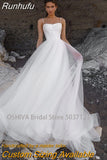 Runhufu Sweetheart Neckline A-Line Wedding Dresses Spaghetti Straps Sleeveless Sweep Train Princess Bridal Gowns