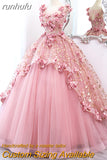 runhufu Maria Novia Primrose Grass Dark Pink Quinceanera Dresses Flower Plus Size Ball Gown Prom Dress Vestidos Princesa 15 Anos