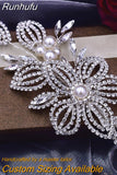 Runhufu HP445 Luxury Bridal Headpiece Set Crystal Flower Wedding Headband Women Hair Ornament Jewelry Pearls Bride Headdress