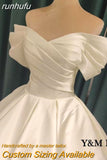 runhufu Robe De Mariage Lustrous Satin Ball Gown Wedding Dresses Vestido De Noivas Plus Size Bridal Custom Wedding Gowns