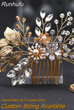 Runhufu HP67 Golden Color Woman Comb Floral Bridal Headwear Wedding Hairpin Party Brides Hair Clips Headdresses Bridesmaid Gift