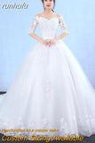 runhufu Dress 2023 New Arrival Flowers Butterfly Gelinlik Embroidery Lace Boat Neck Princess Wedding Gowns Vestidos De Novia