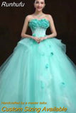 Runhufu New Flower Quinceanera Dresses Sexy Strapless Party Prom Dress Plus Size Ball Gown Vestidos De 15 Custom Made Robe De Bal