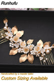 Runhufu Alloy Rhinestone Headband Wedding Head Piece Flower Bridal Hair Accessories Hair Comb Silver Hair Clips Headwear HP301