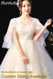 Runhufu Dress 2023 The Elelgnat Court Train Batwing Sleeve Wedding Dresses Plus Size Lace Wedding Gowns