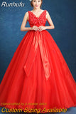 Runhufu Dresses Sexy V-neck Ball Gown Lace Gorgeous Party Prom Foraml Homecoming Gowns