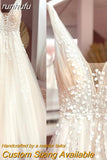runhufu Bridal Boho Wedding Dress 2023 Abito da Sposa Deep V-neck Bridal Reception Gown Sexy Tulle Beach Wedding Dresses